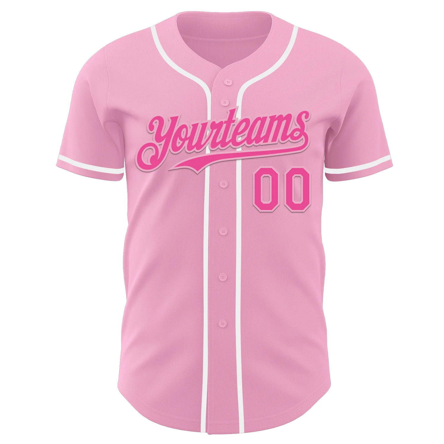 Custom Light Pink Pink-White Authentic Baseball Jersey - Image 2