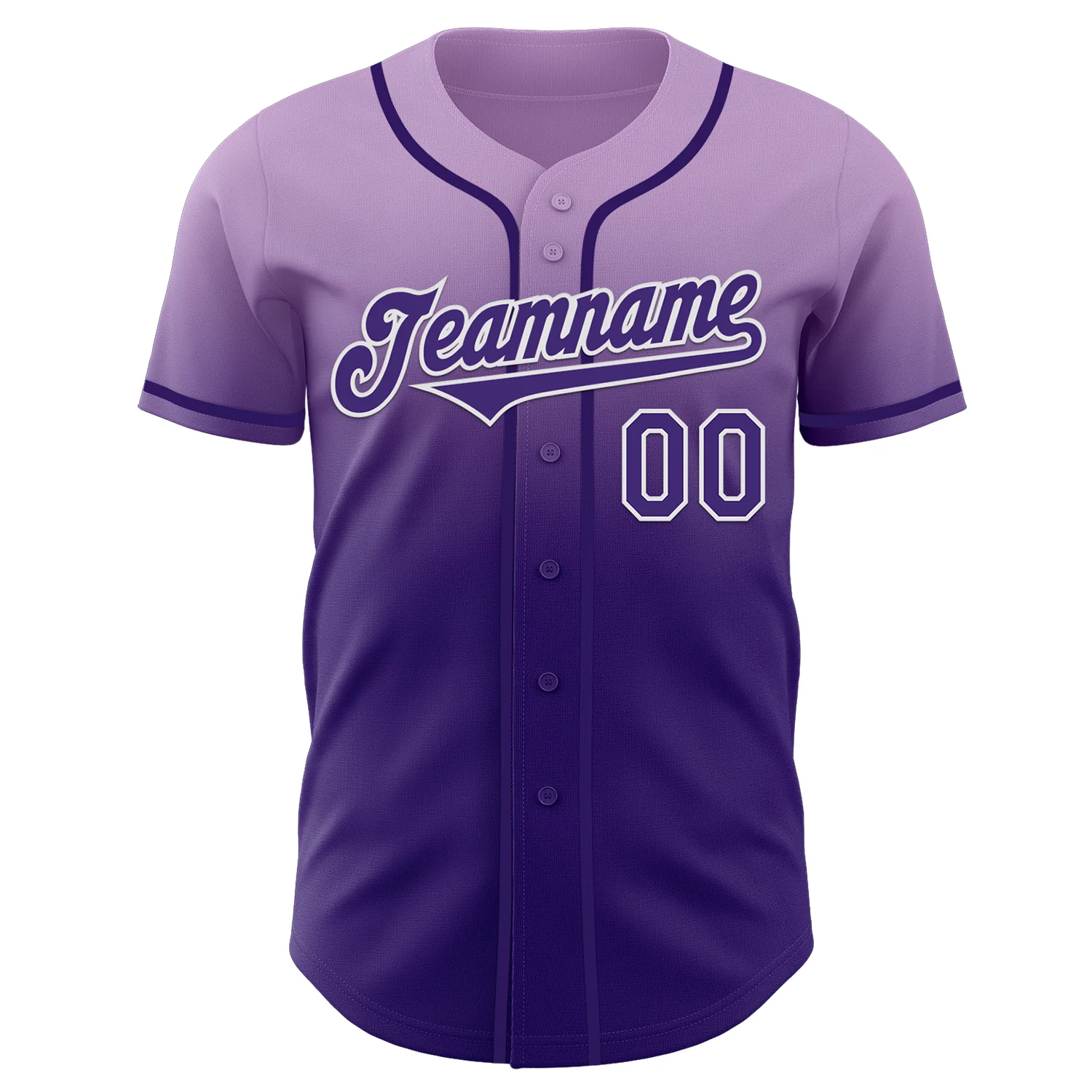 Custom Light Purple Purple-White Authentic Fade Fashion Baseball Jersey - Image 2