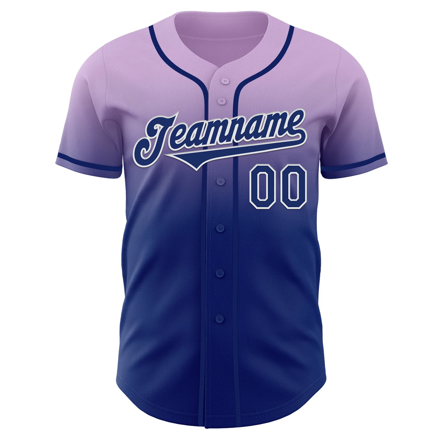 Custom Light Purple Royal-White Authentic Fade Fashion Baseball Jersey - Image 2