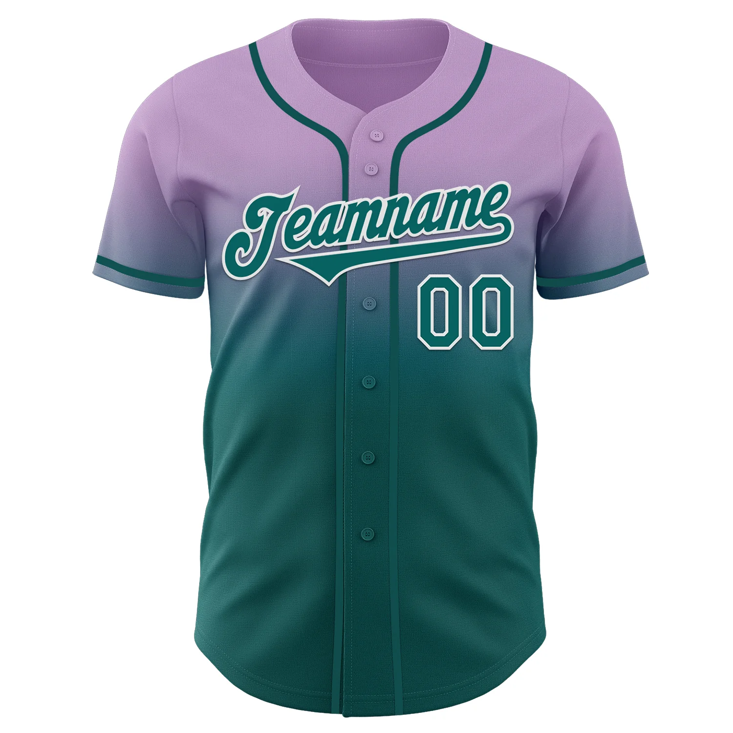 Custom Light Purple Teal-White Authentic Fade Fashion Baseball Jersey - Image 2