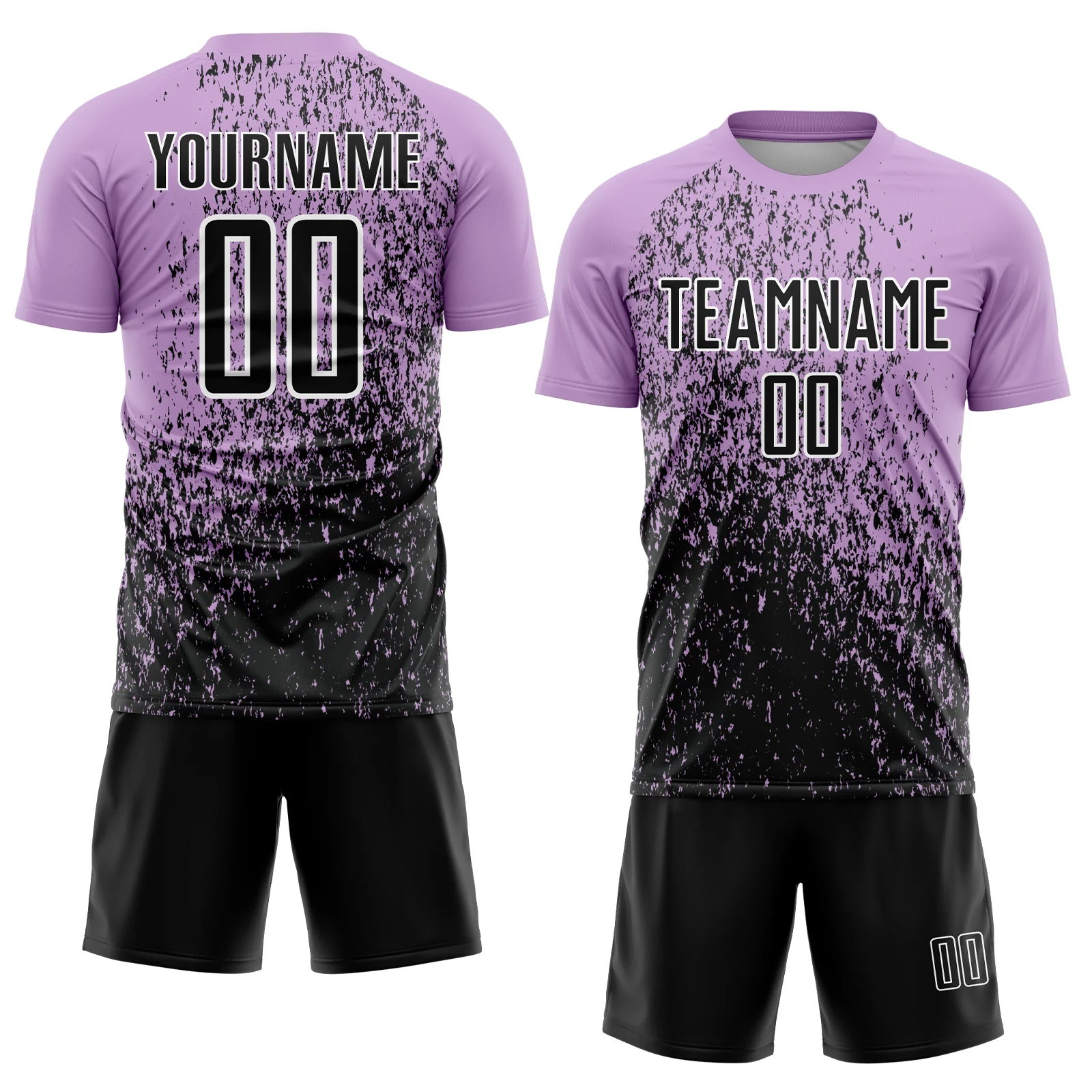 Custom Light Purple Black-White Abstract Fragment Art Sublimation Soccer Uniform Jersey - Image 2