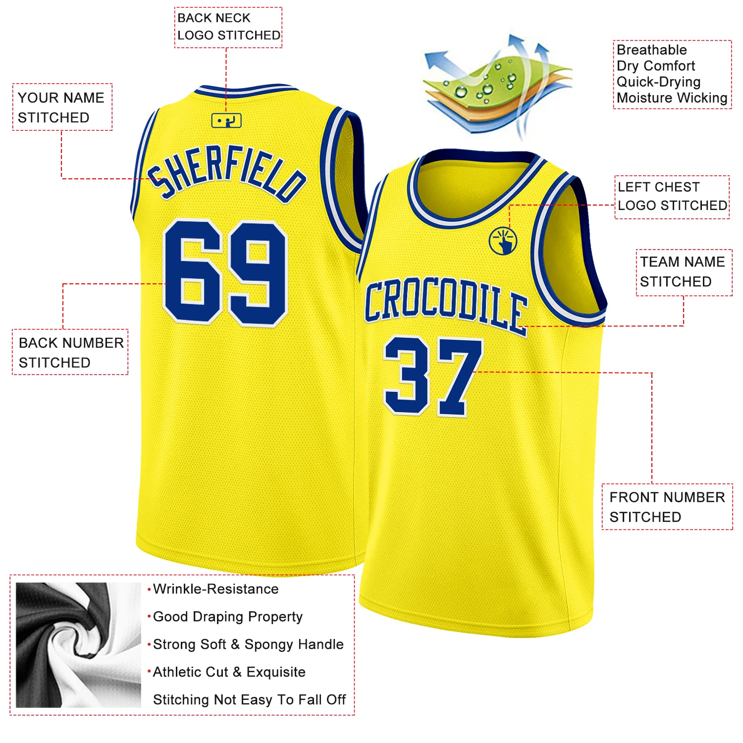Custom Light Yellow Royal-White Authentic Basketball Jersey - Image 2