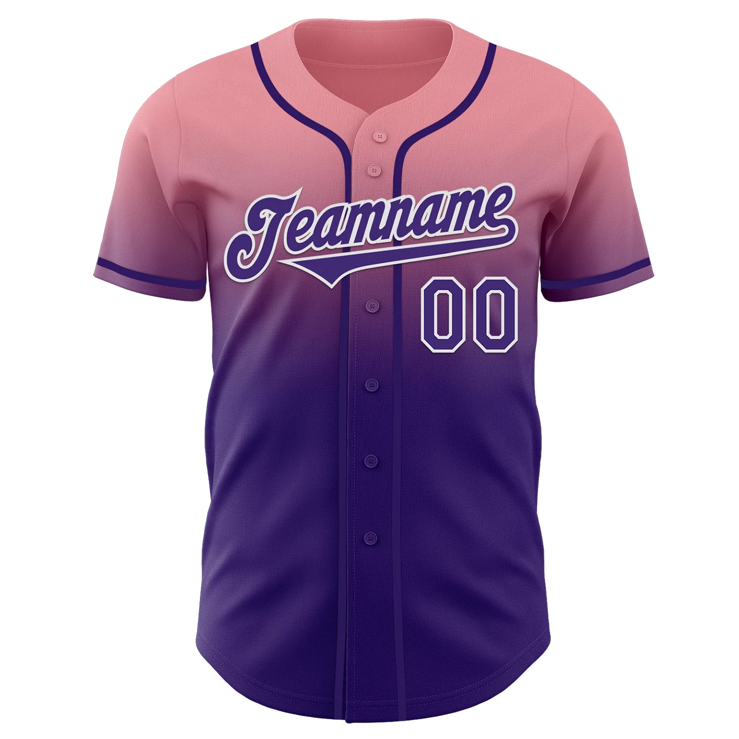 Custom Medium Pink Purple-White Authentic Fade Fashion Baseball Jersey - Image 2