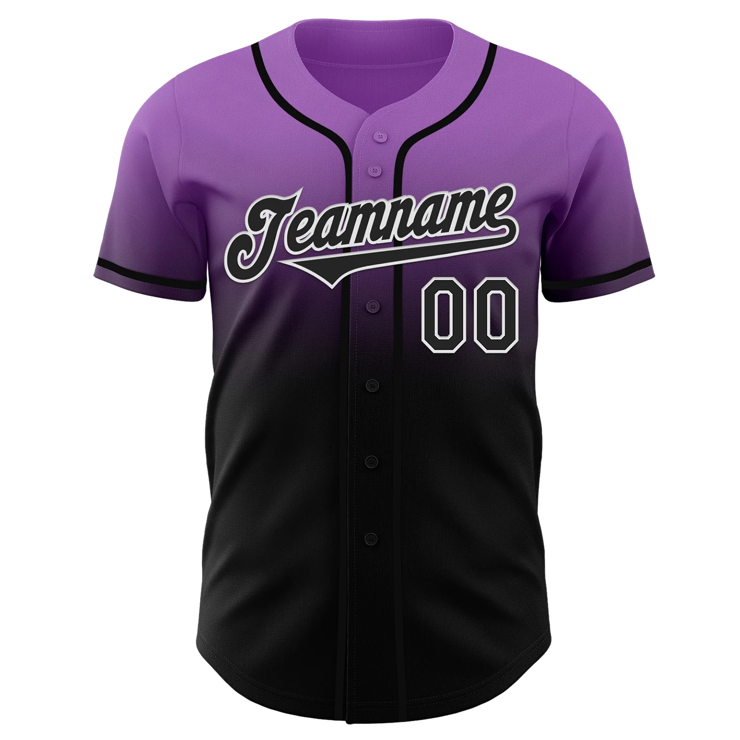Custom Medium Purple Black-White Authentic Fade Fashion Baseball Jersey - Image 2