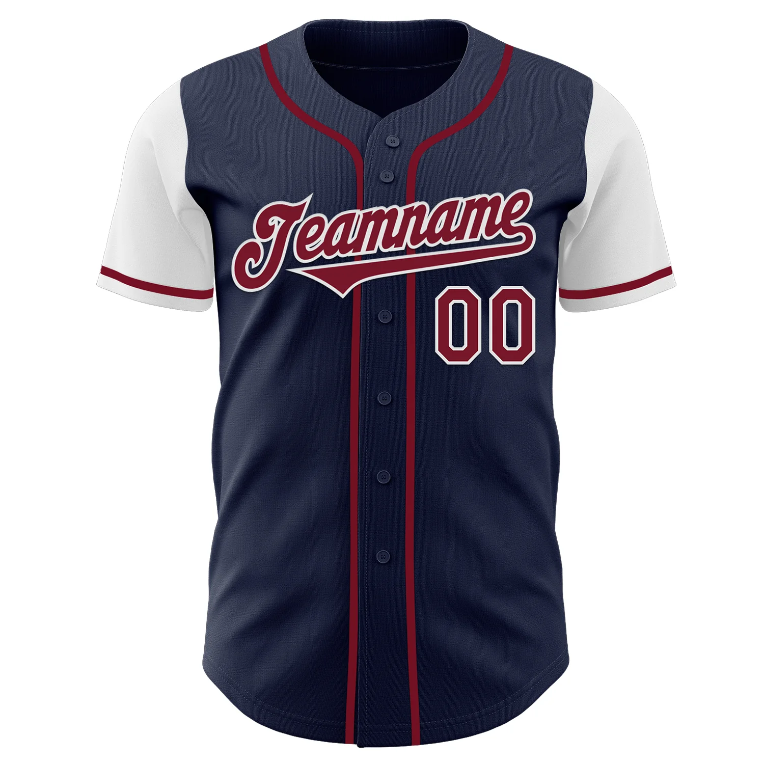 Custom Navy Crimson-White Authentic Two Tone Baseball Jersey - Image 2