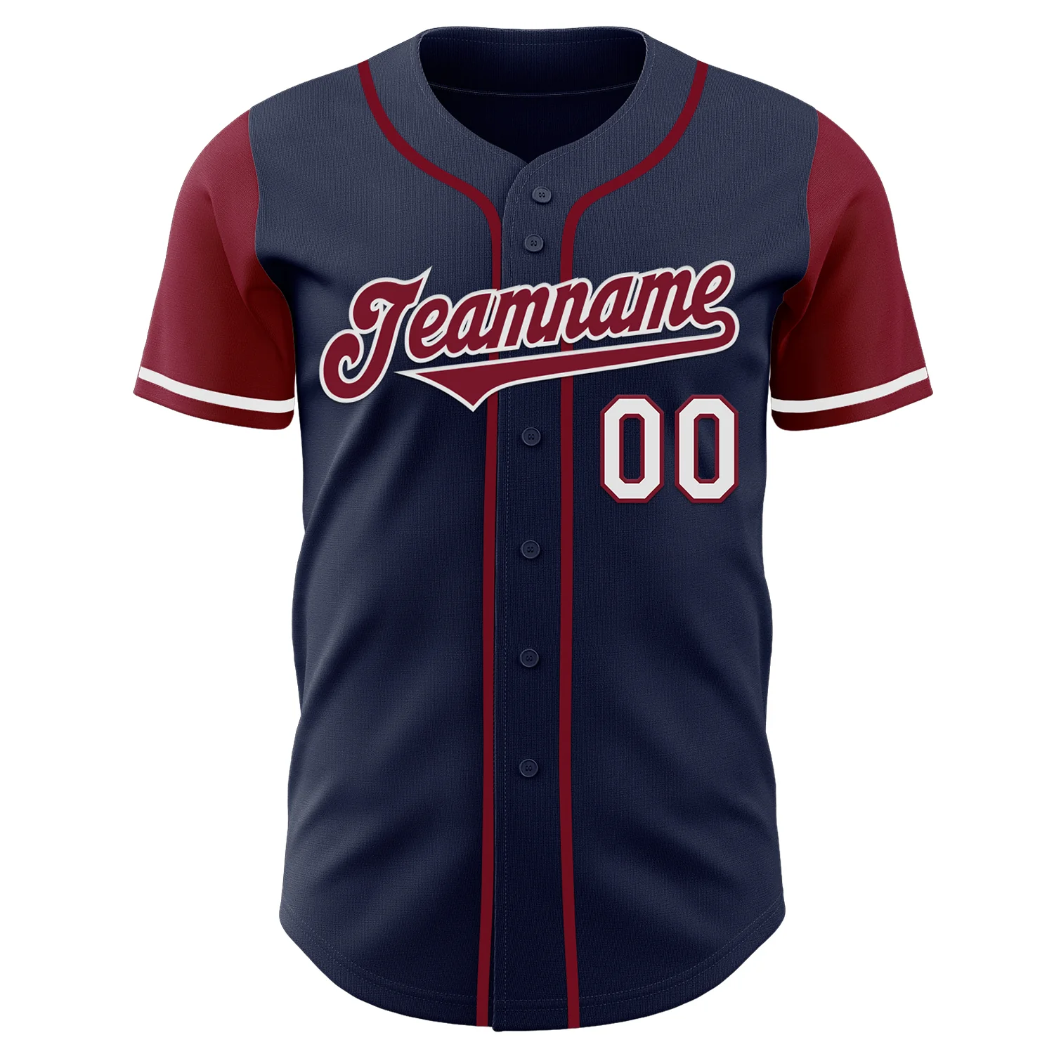 Custom Navy Crimson-White Authentic Two Tone Baseball Jersey - Image 2