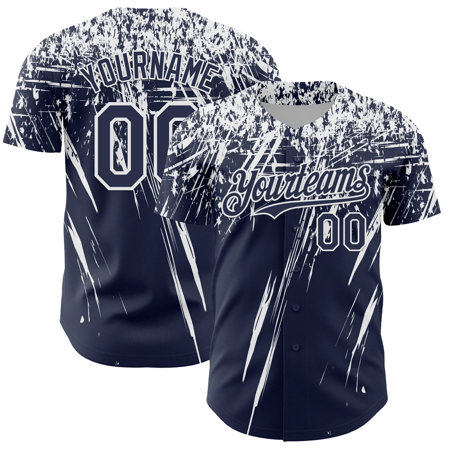 Custom Navy White Distressed Scratch Brush Stroke Authentic Baseball Jersey