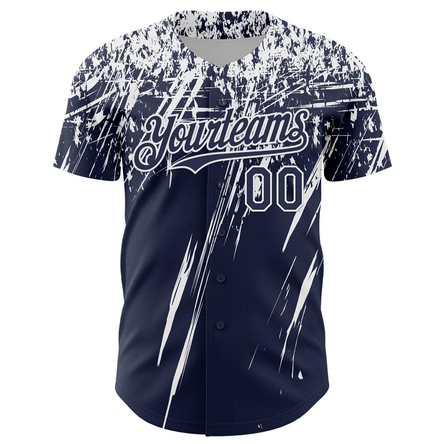 Custom Navy White Distressed Scratch Brush Stroke Authentic Baseball Jersey - Image 2
