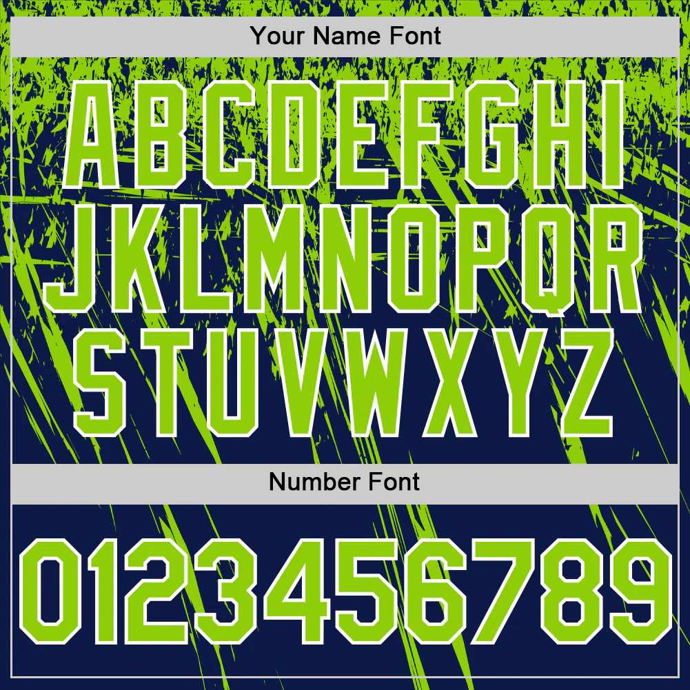 Custom Navy Neon Green-White Distressed Scratch Brush Stroke Authentic Baseball Jersey - Image 5