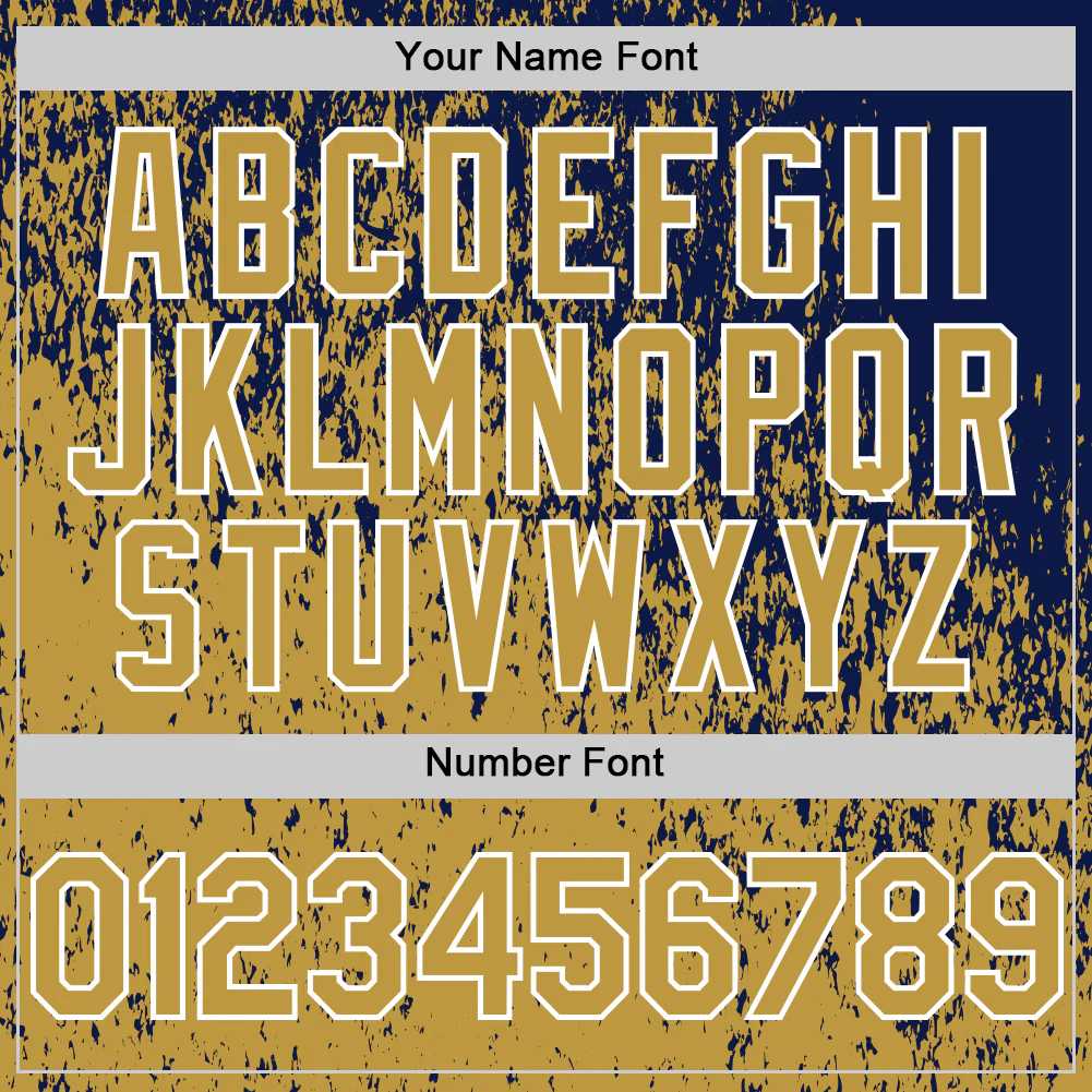 Custom Navy Old Gold-White Abstract Fragment Splatter Authentic Baseball Jersey - Image 5