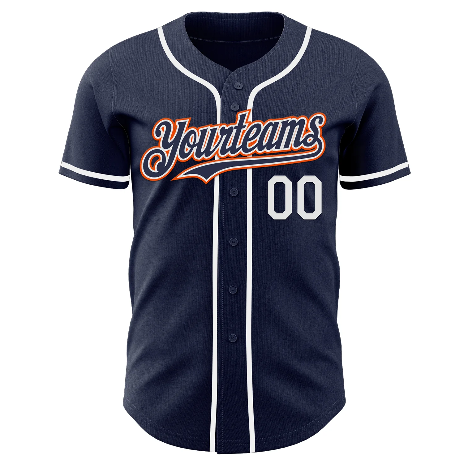 Custom Navy Orange-White Authentic Baseball Jersey - Image 2