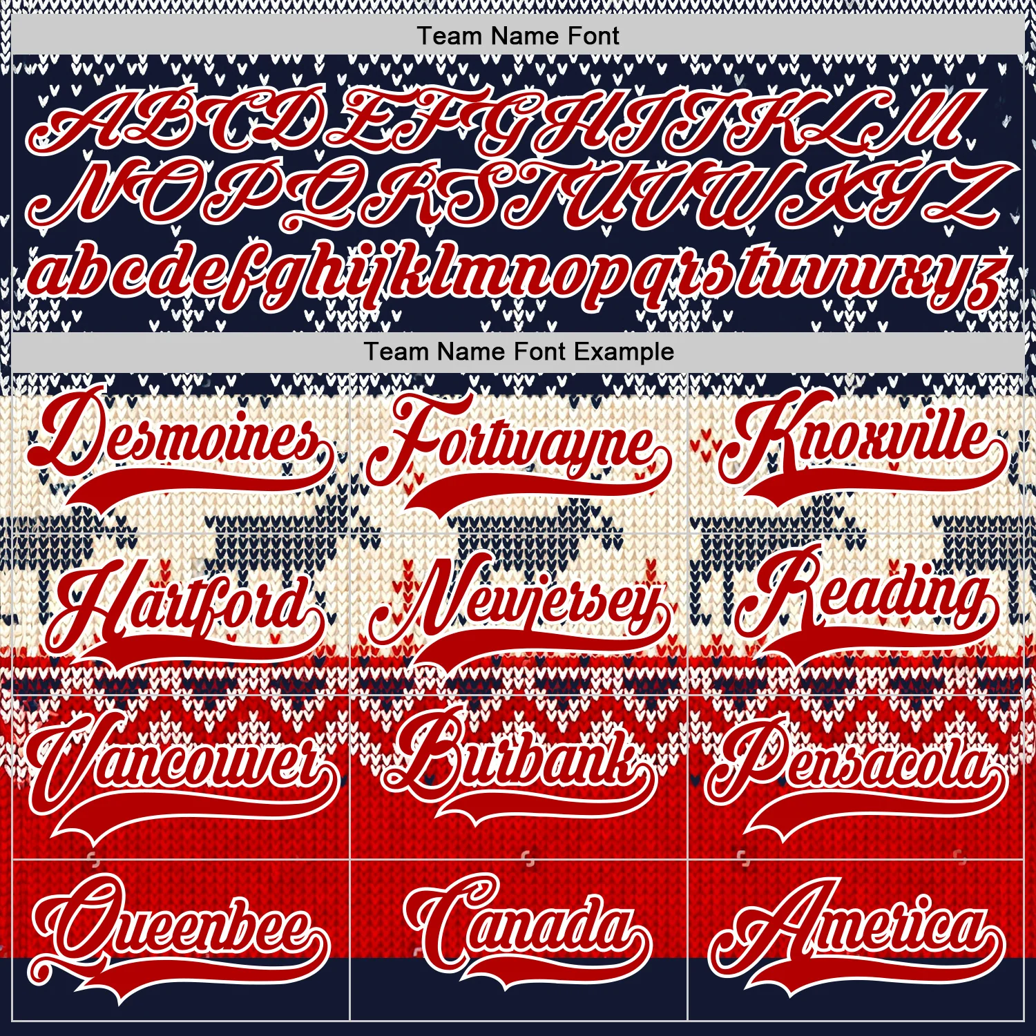 Custom Navy Red-White 3D Christmas Ugly Sweater Hockey Lace Neck Jersey - Image 4