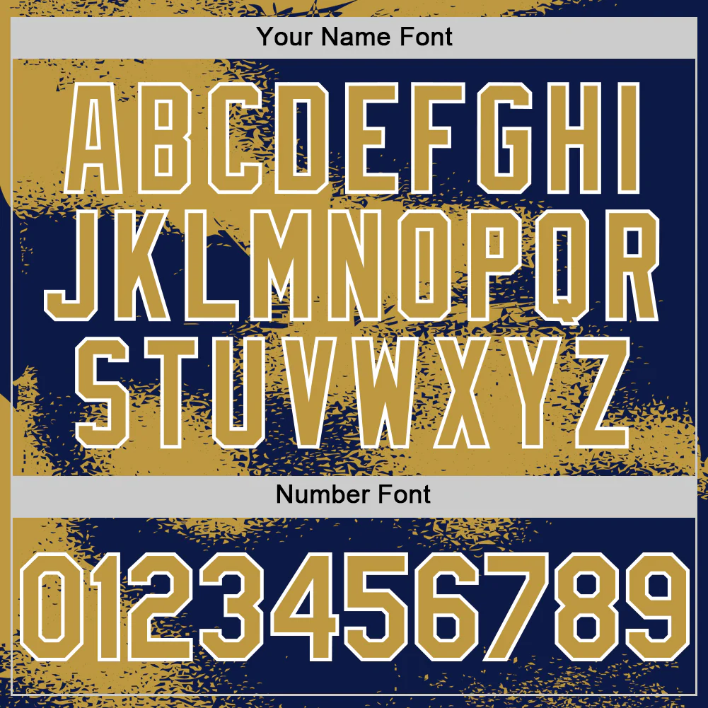 Custom Navy Old Gold-White Abstract Color Blocks Fragment Pattern Bomber Full-Snap Varsity Letterman Hoodie Jacket - Image 6