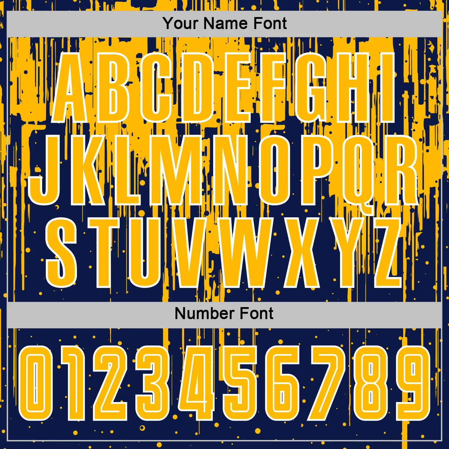 Custom Navy Gold-White Dripping Splatte Pattern Sports Sublimation Soccer Uniform Jersey - Image 6