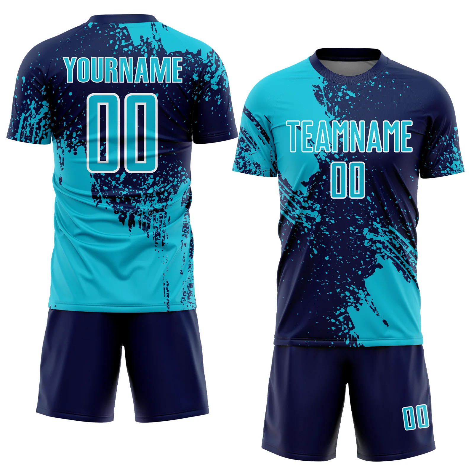 Custom Navy Lakes Blue-White Abstract Brush Stroke Sports Sublimation Soccer Uniform Jersey - Image 2