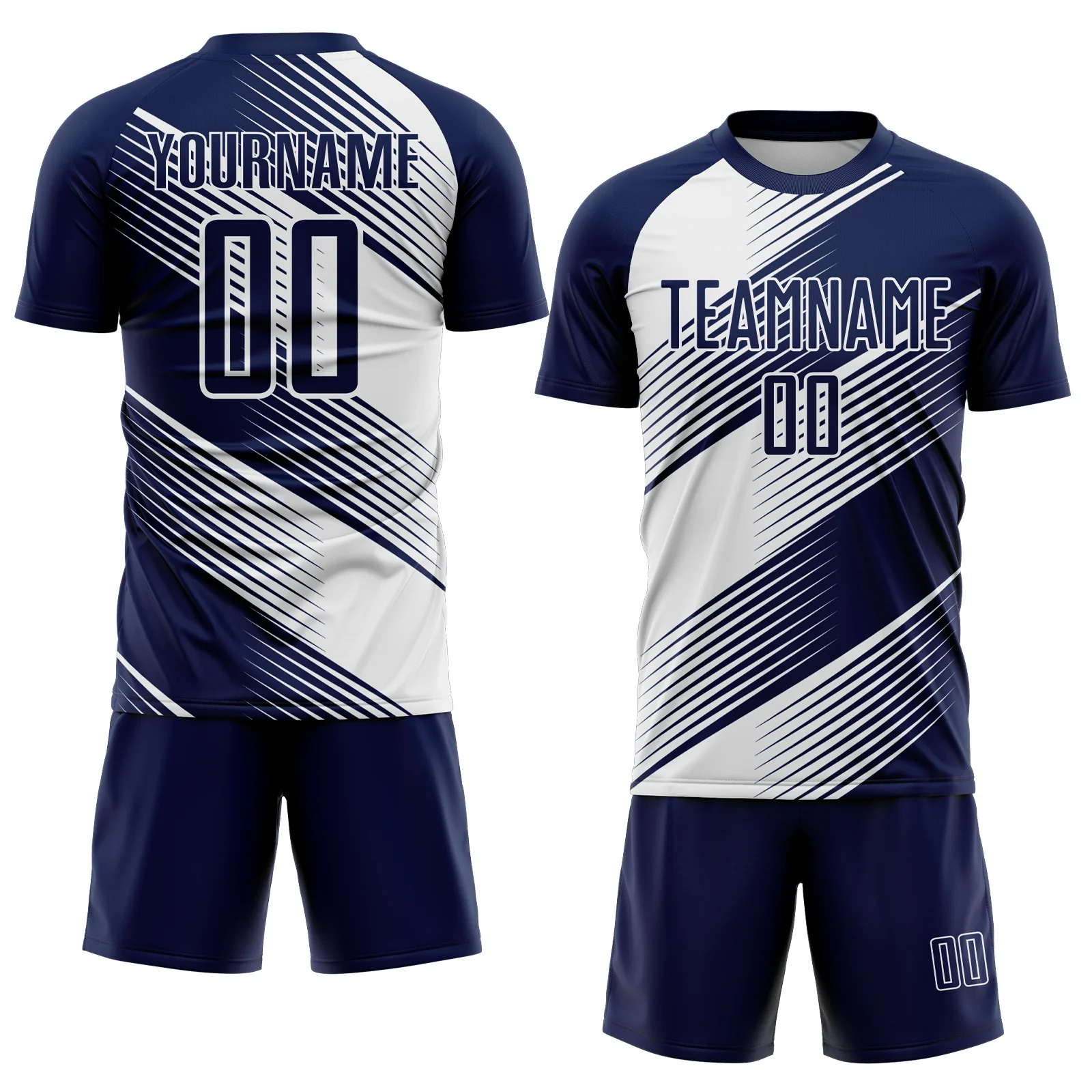 Custom Navy White Line Sublimation Soccer Uniform Jersey - Image 2
