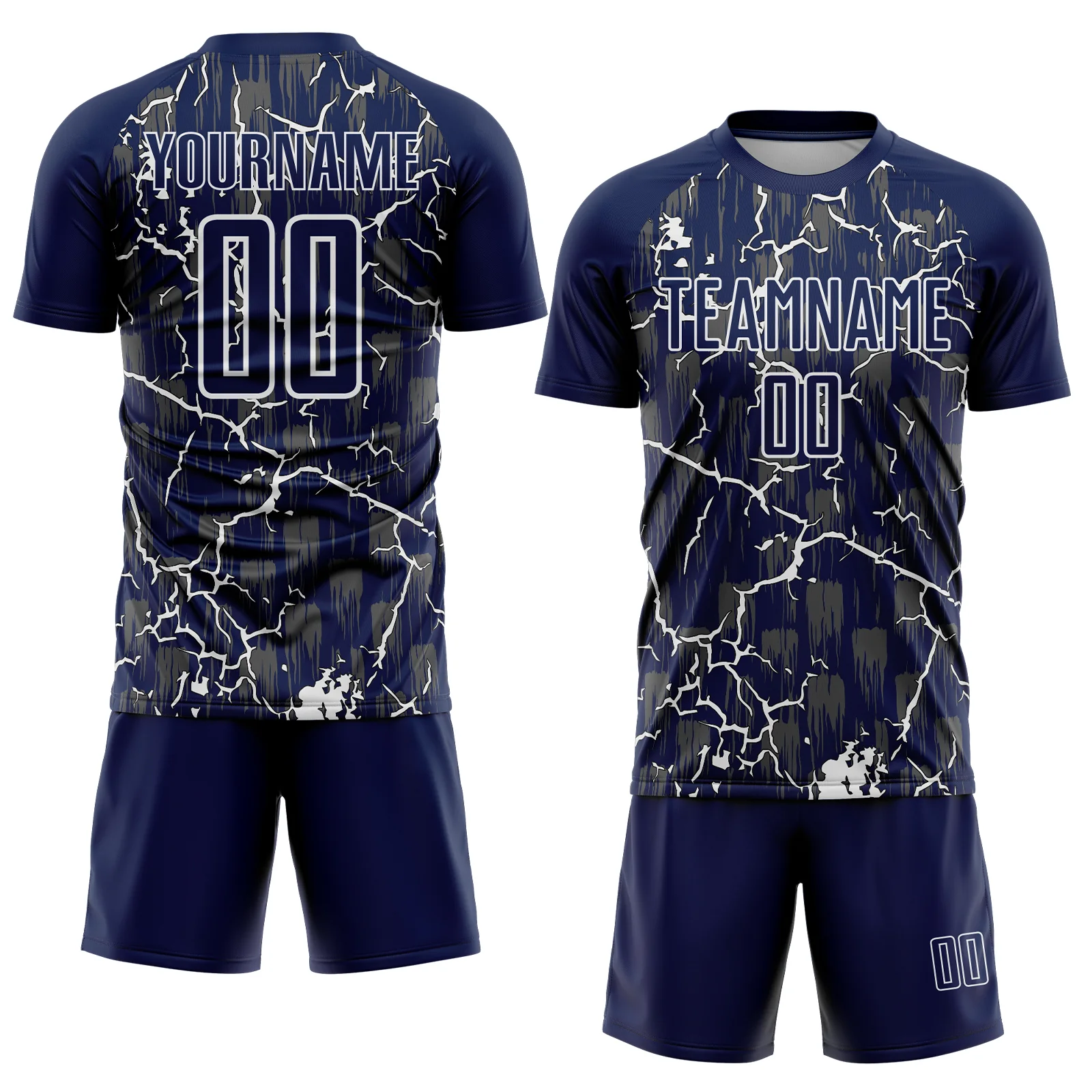 Custom Navy White Lightning Sublimation Soccer Uniform Jersey - Image 2