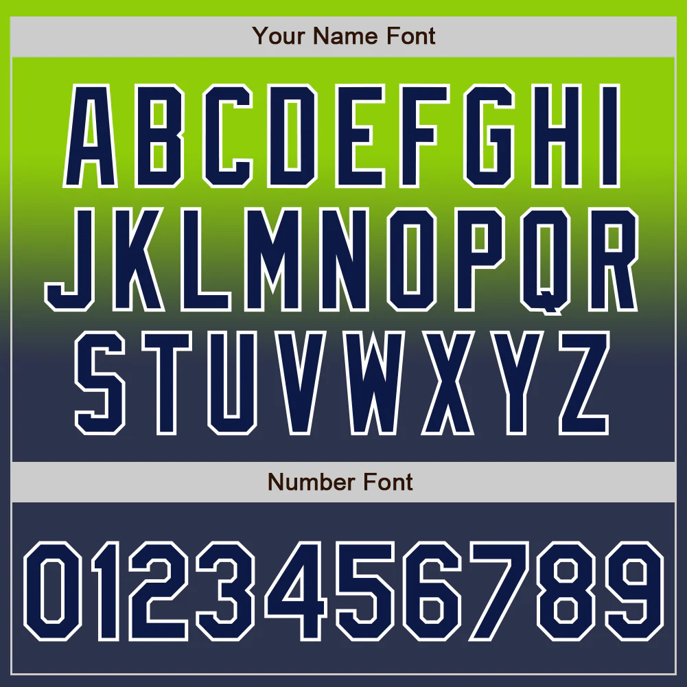 Custom Neon Green Navy-White Authentic Fade Fashion Baseball Jersey - Image 5