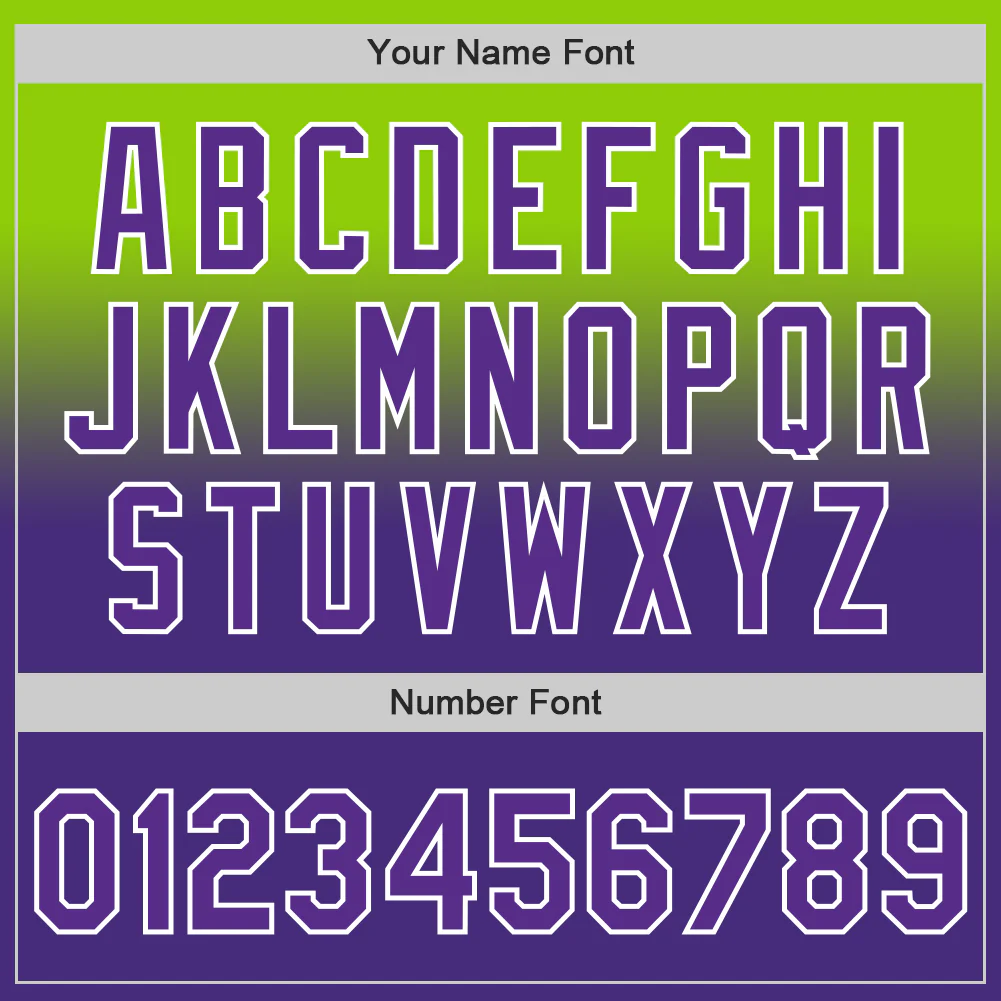 Custom Neon Green Purple-White Authentic Fade Fashion Baseball Jersey - Image 5