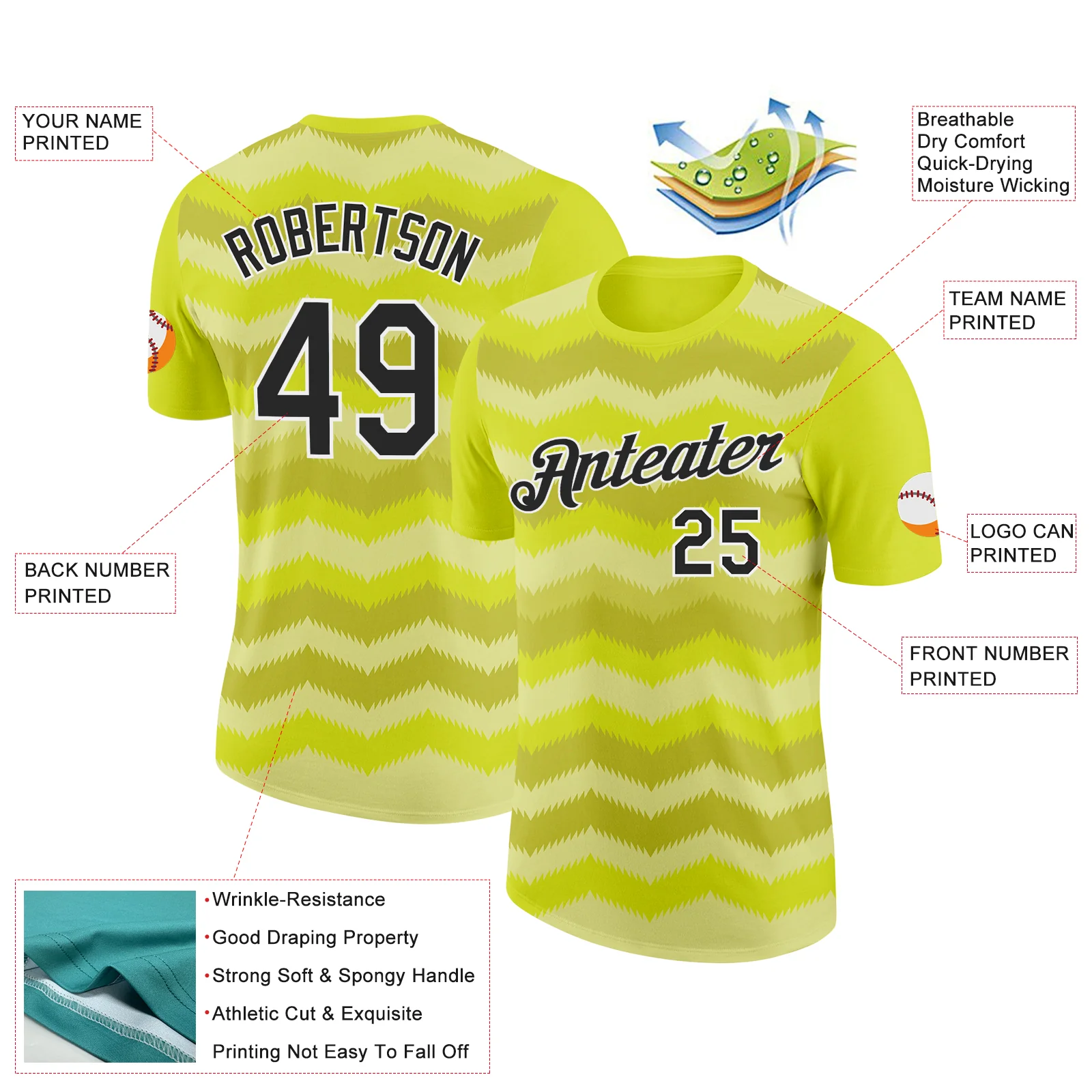 Custom Neon Yellow Black-White 3D Esports Performance T-Shirt - Image 2
