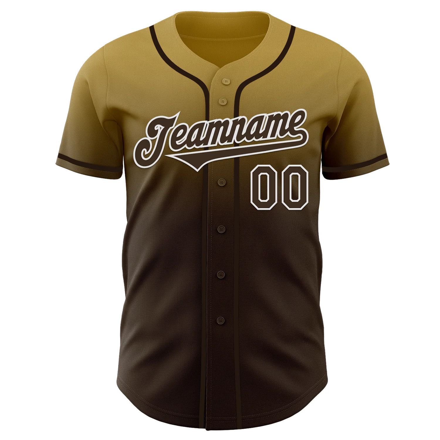 Custom Old Gold Brown-White Authentic Fade Fashion Baseball Jersey - Image 2