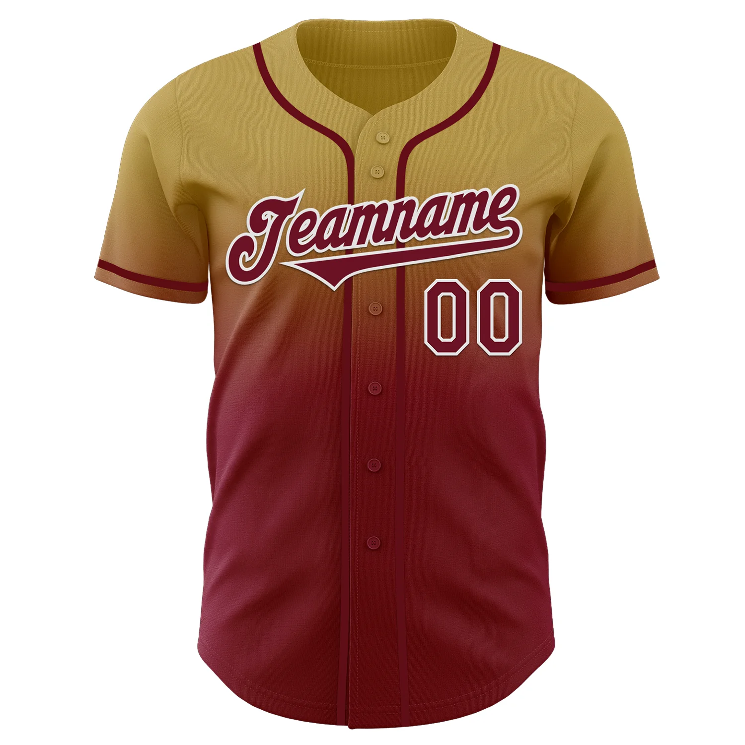 Custom Old Gold Crimson-White Authentic Fade Fashion Baseball Jersey - Image 2