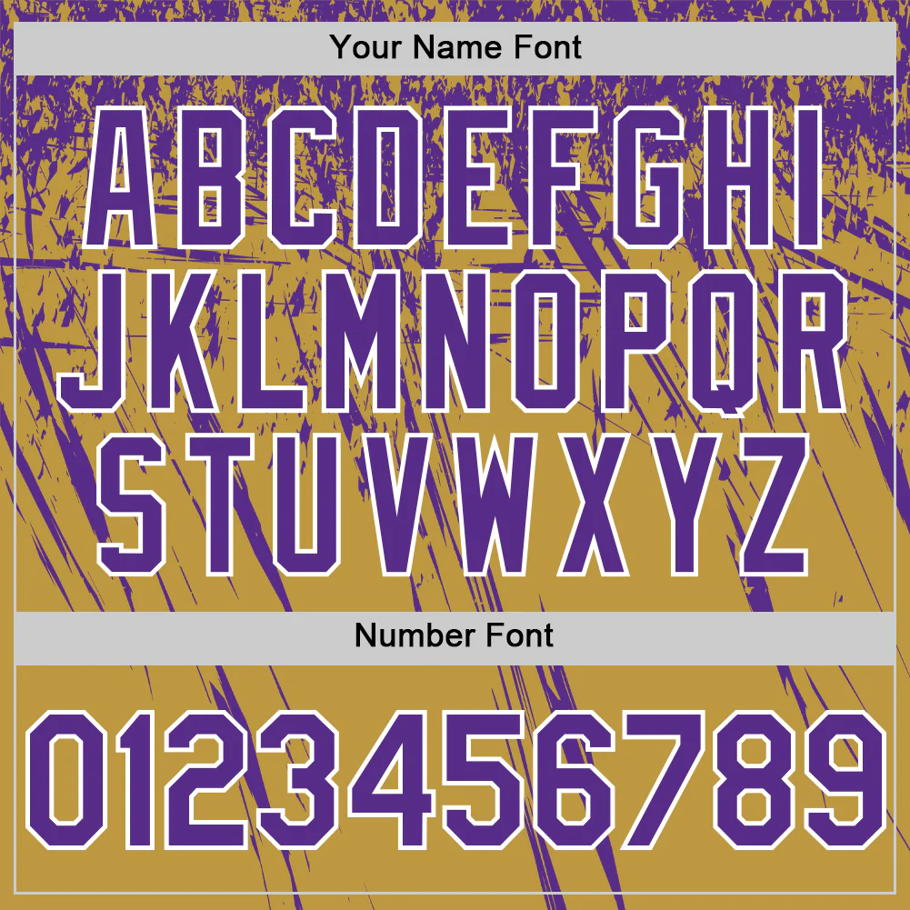 Custom Old Gold Purple-White Distressed Scratch Brush Stroke Authentic Baseball Jersey - Image 5