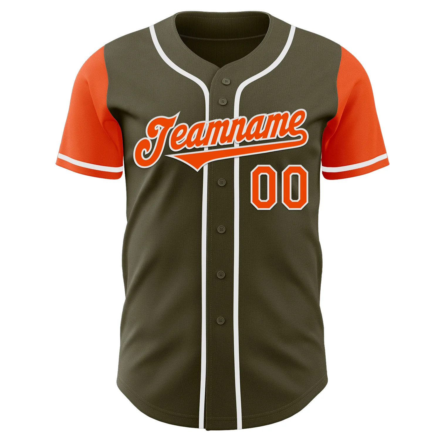 Custom Olive Orange-White Authentic Two Tone Salute To Service Baseball Jersey - Image 2