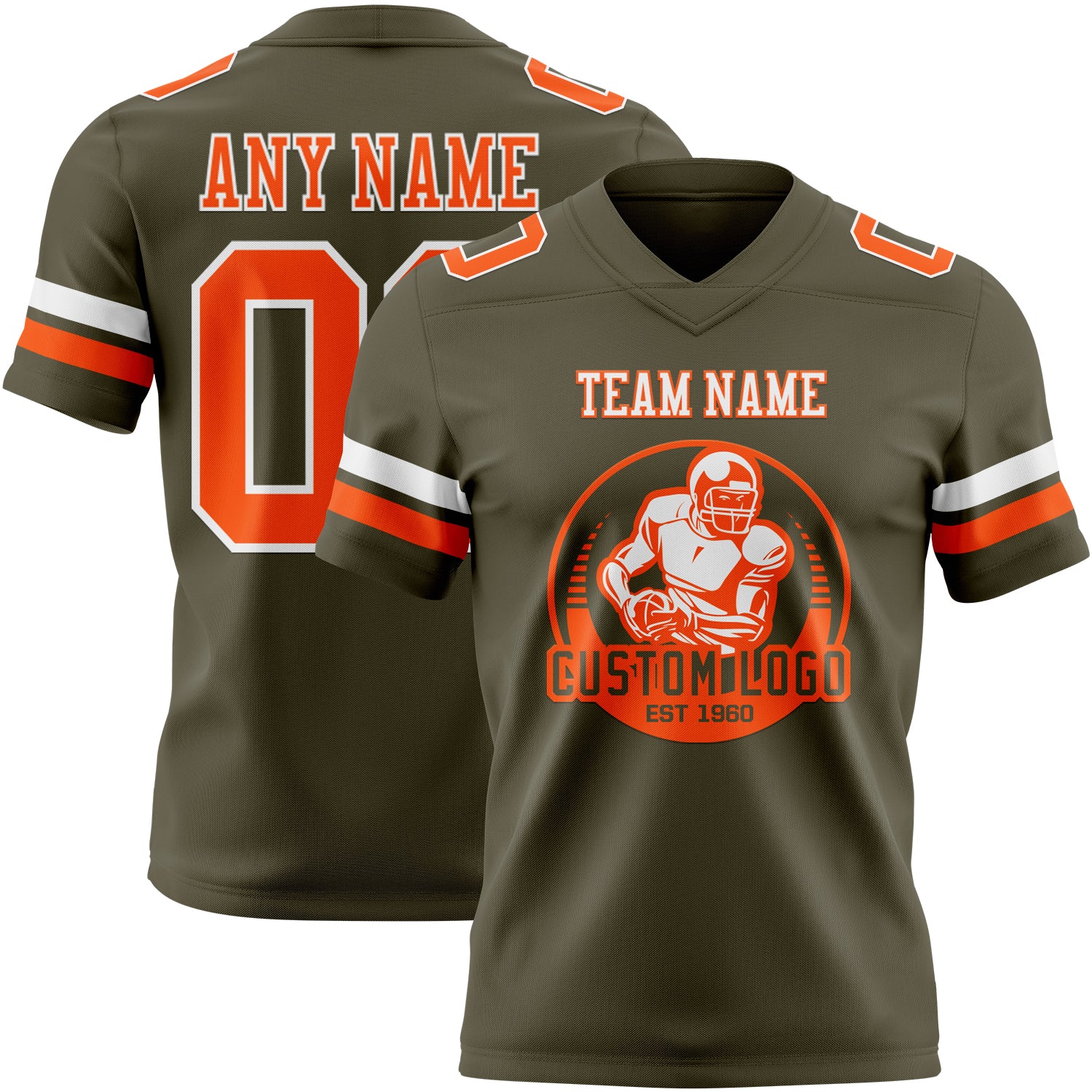 Custom Olive Orange-White Authentic Salute To Service Football Jersey - Image 2