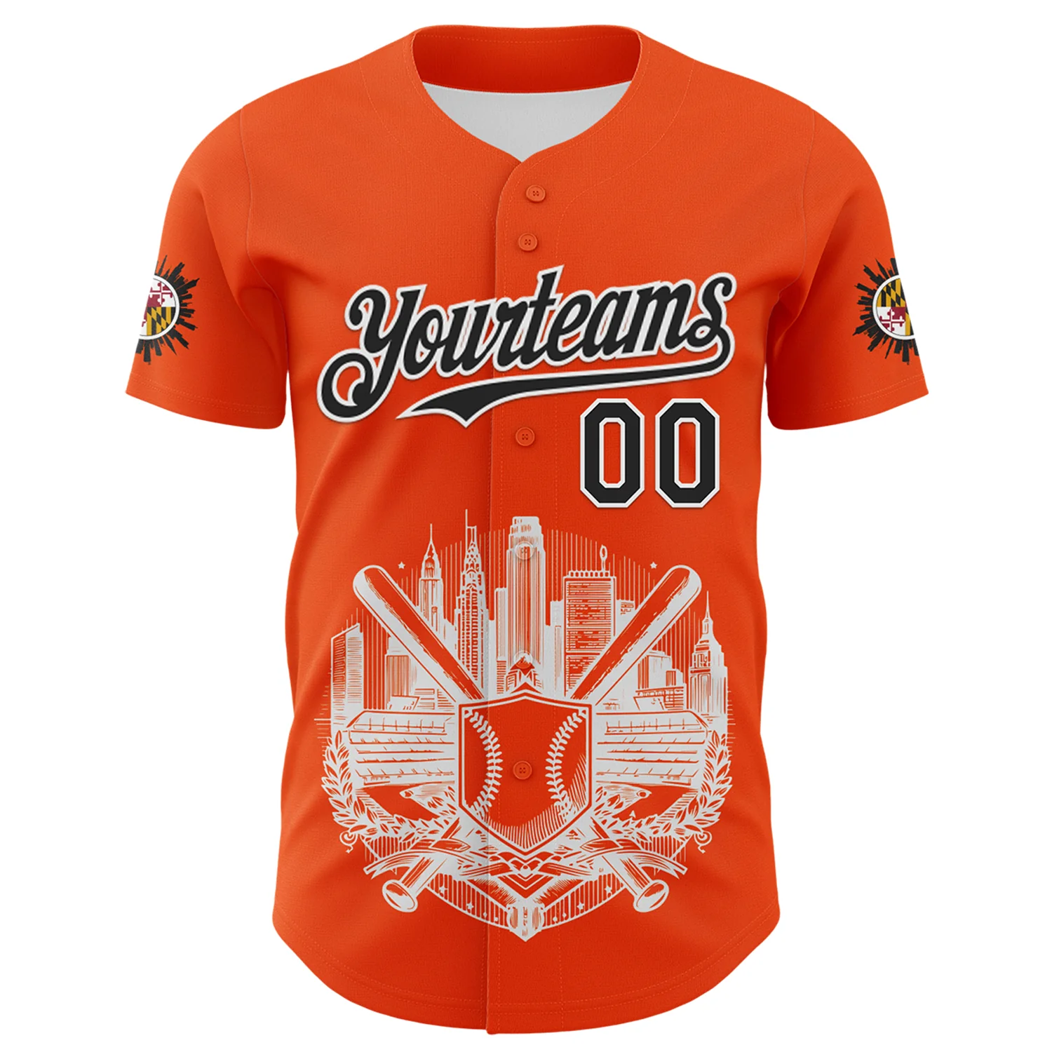 Custom Orange Black-White 3D Urban City Edition Sports Authentic Baseball Jersey - Image 2