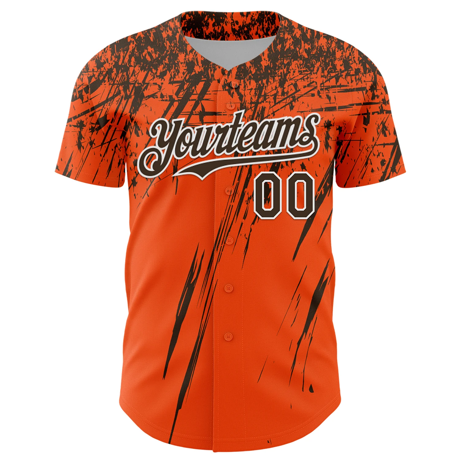 Custom Orange Brown-White Distressed Scratch Brush Stroke Authentic Baseball Jersey - Image 2