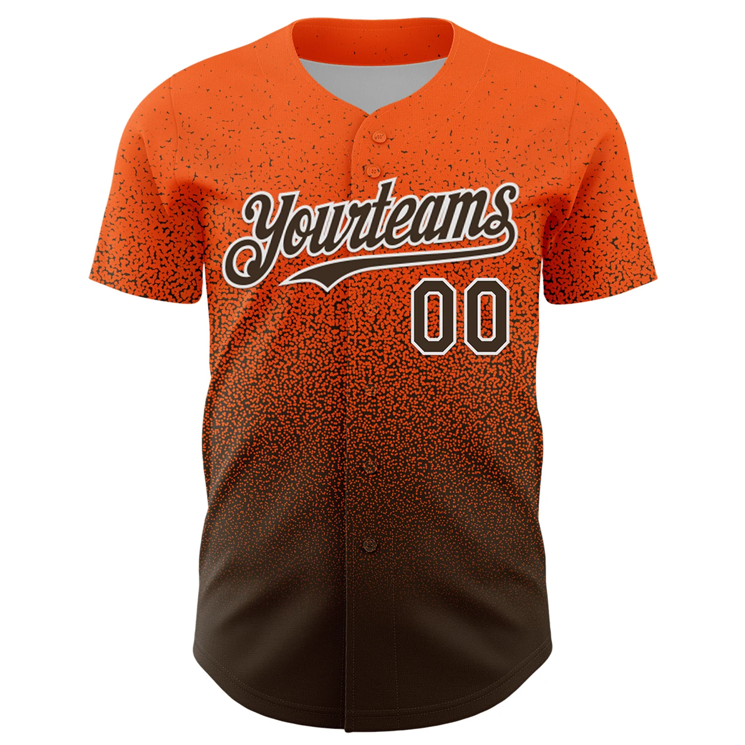 Custom Orange Brown-White Fade Fashion Speckle Authentic Baseball Jersey - Image 2