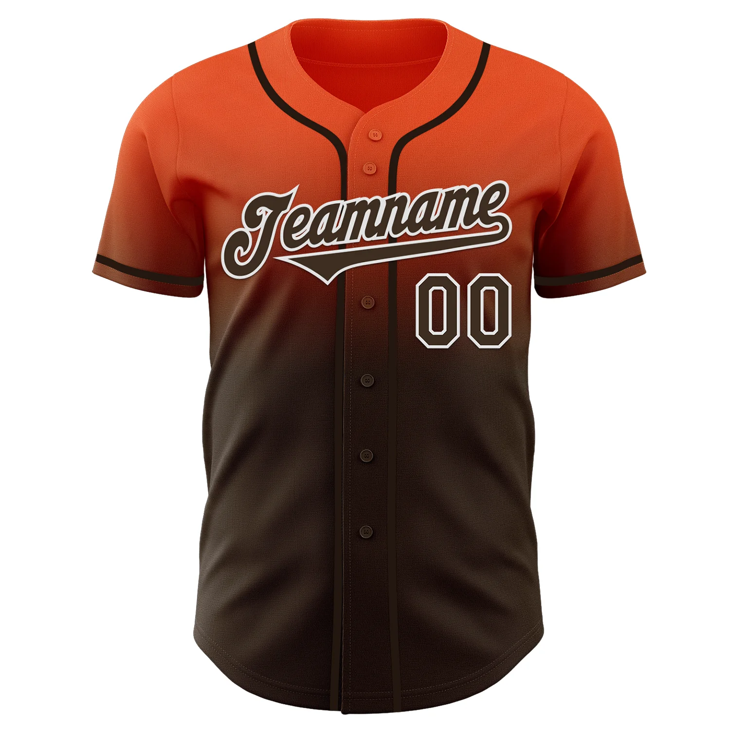 Custom Orange Brown-White Authentic Fade Fashion Baseball Jersey - Image 2