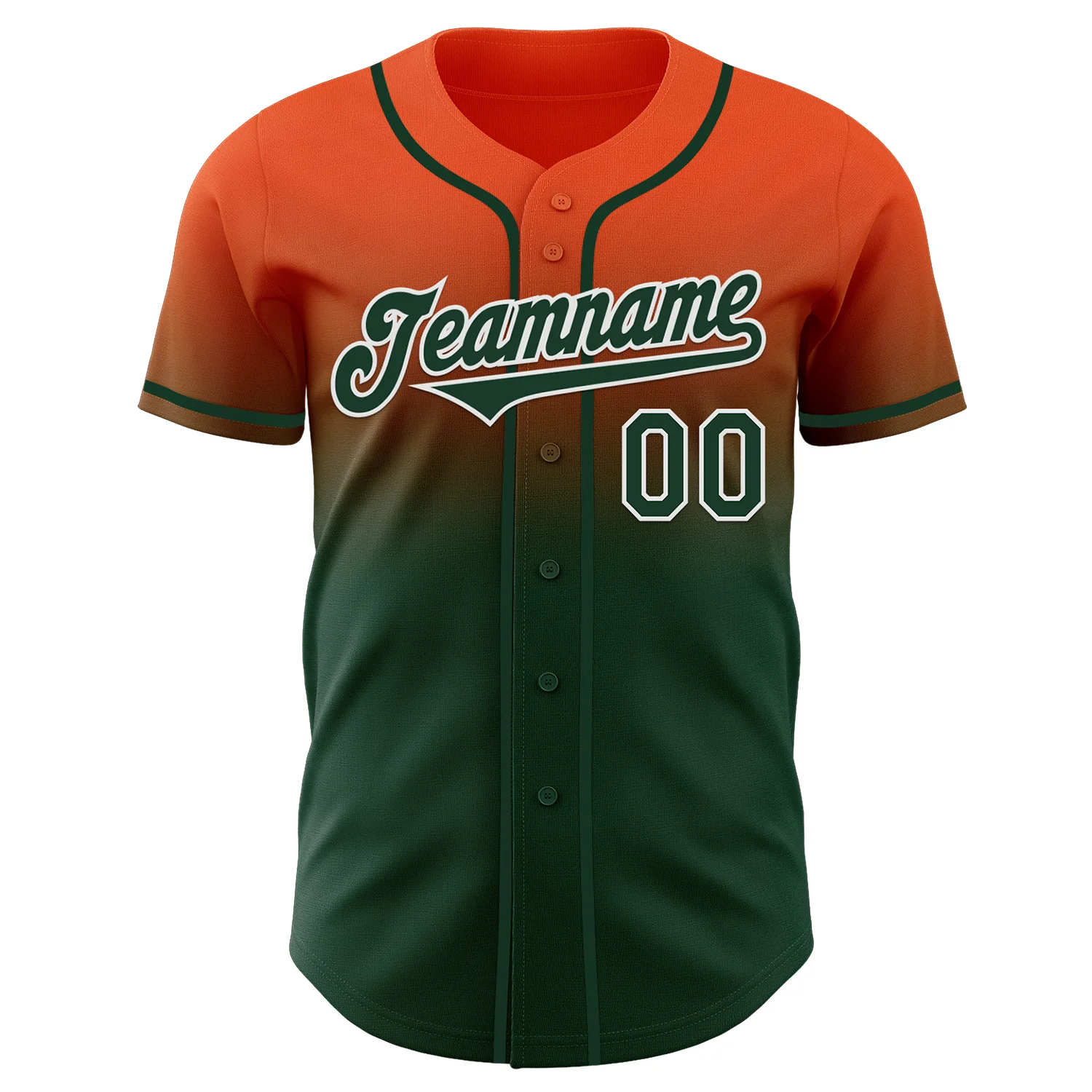 Custom Orange Green-White Authentic Fade Fashion Baseball Jersey - Image 2