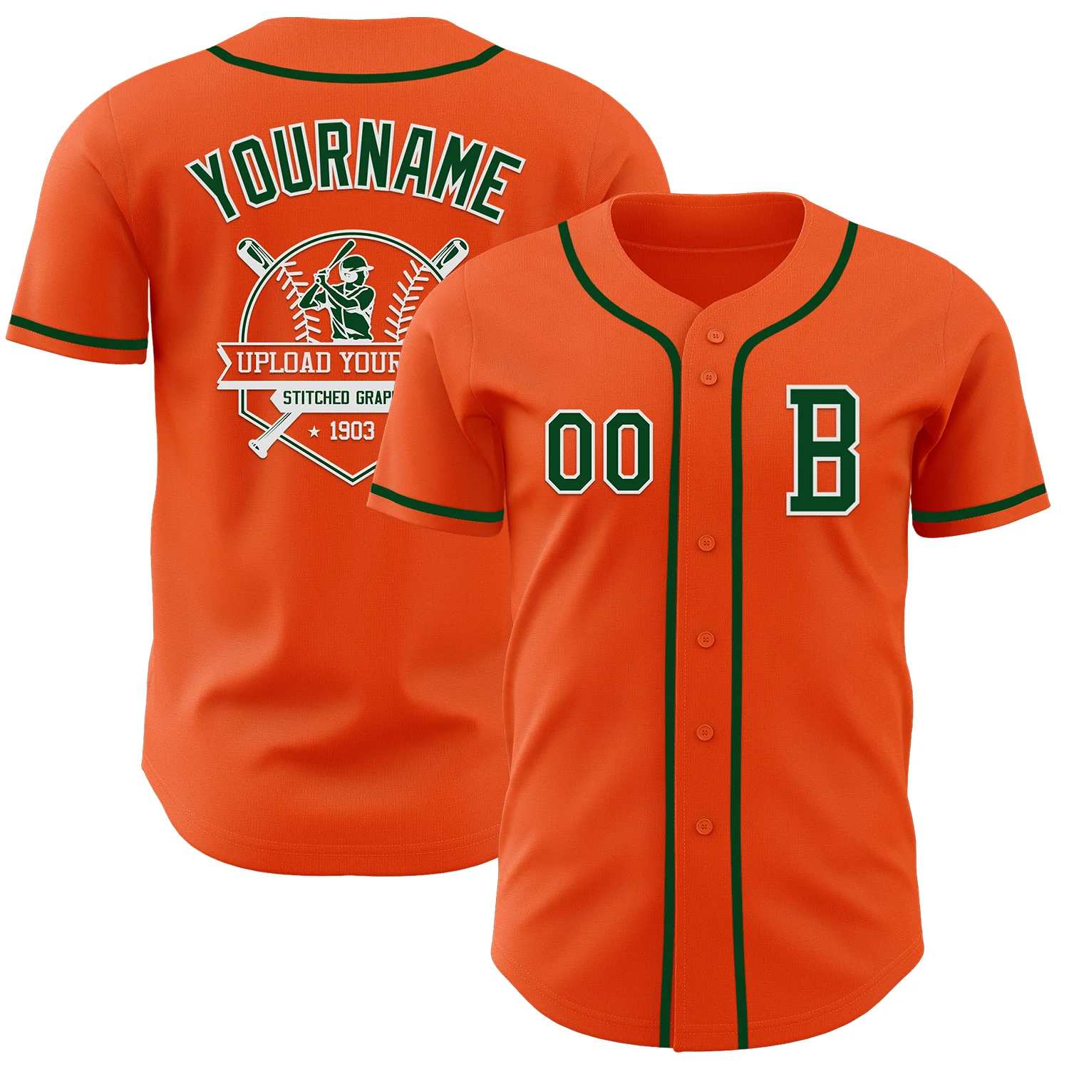 Custom Orange Green-White Authentic Baseball Jersey - Image 5