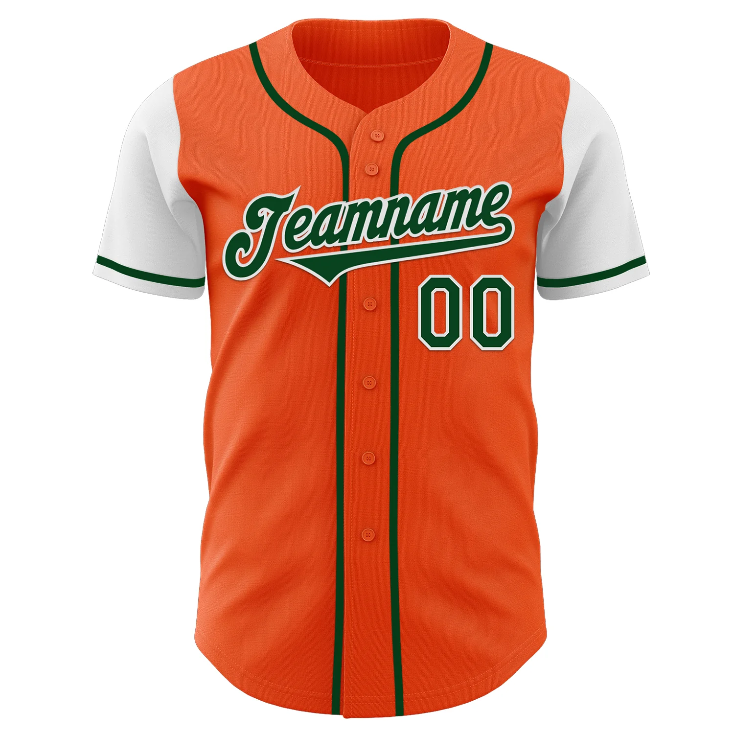 Custom Orange Green-White Authentic Two Tone Baseball Jersey - Image 2