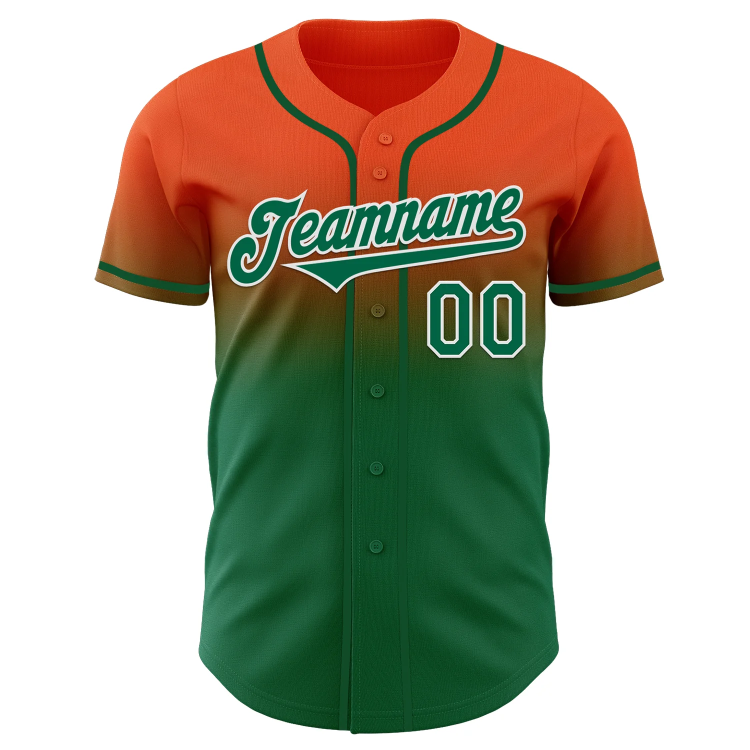 Custom Orange Kelly Green-White Authentic Fade Fashion Baseball Jersey - Image 2