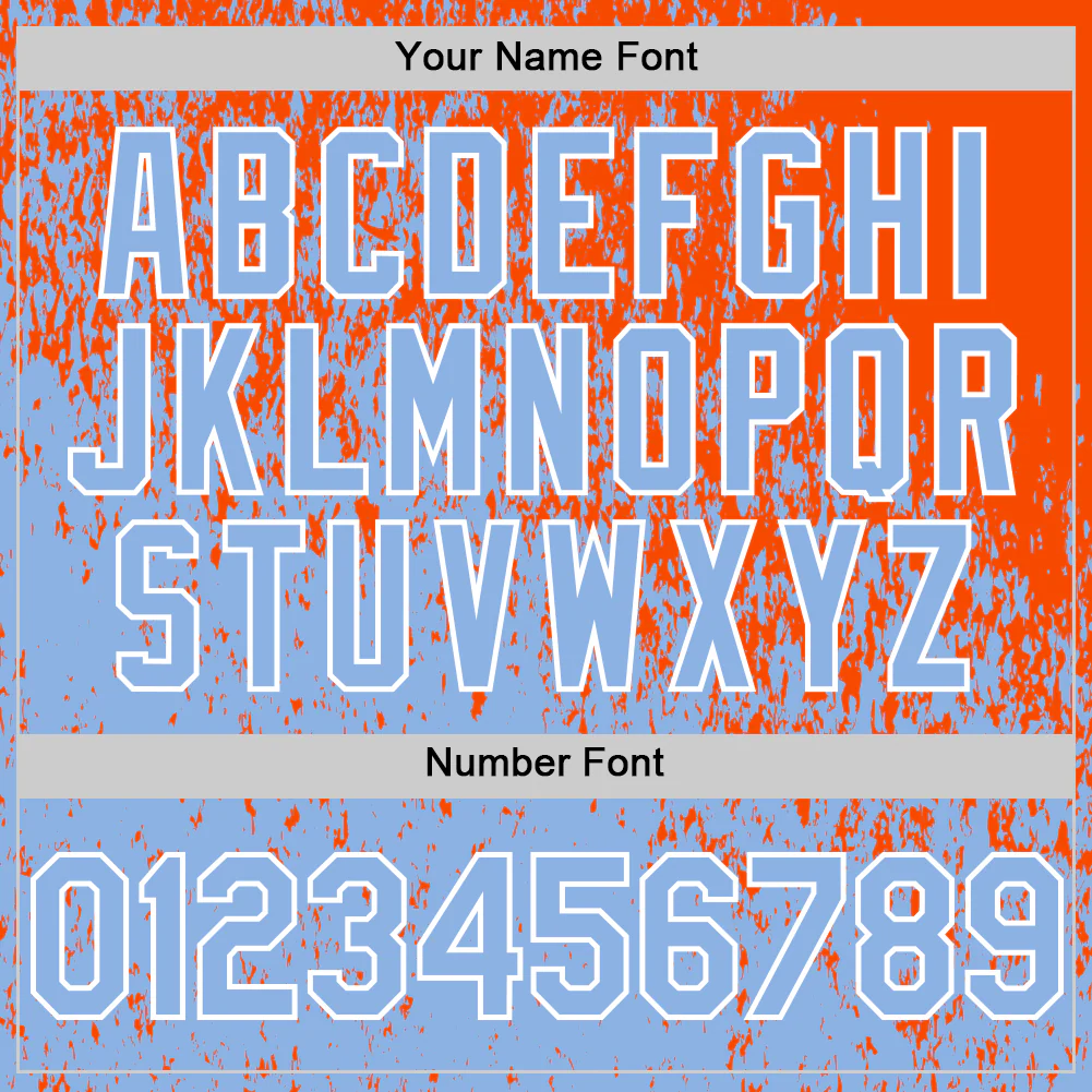 Custom Orange Light Blue-White Abstract Fragment Splatter Authentic Baseball Jersey - Image 5