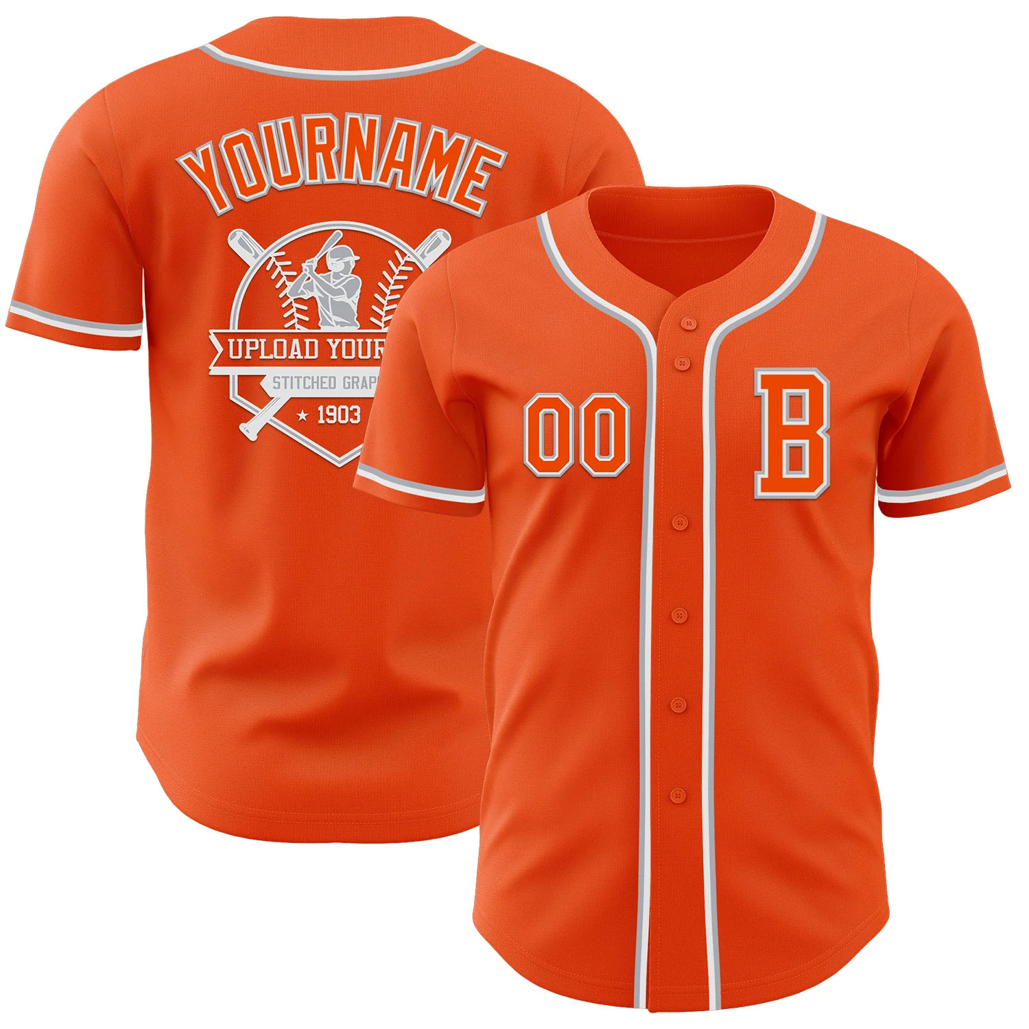 Custom Orange White-Gray Authentic Baseball Jersey - Image 5
