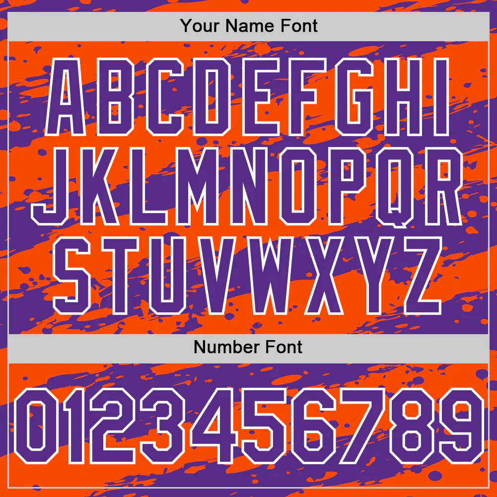 Custom Orange Purple-White Paint Splash Stripe Authentic Baseball Jersey - Image 5