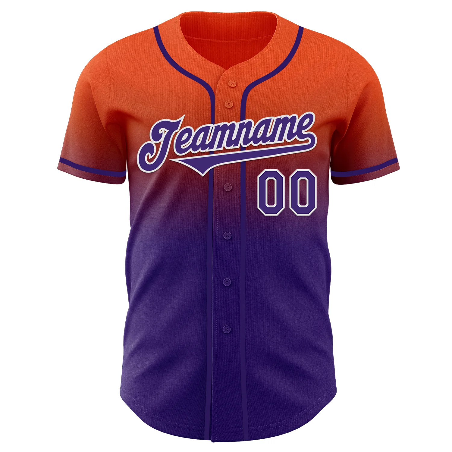 Custom Orange Purple-White Authentic Fade Fashion Baseball Jersey - Image 2
