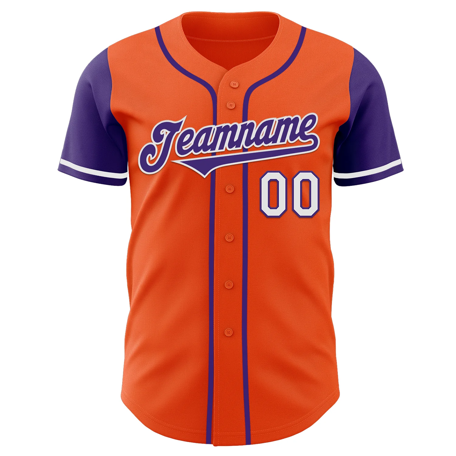 Custom Orange Purple-White Authentic Two Tone Baseball Jersey - Image 2
