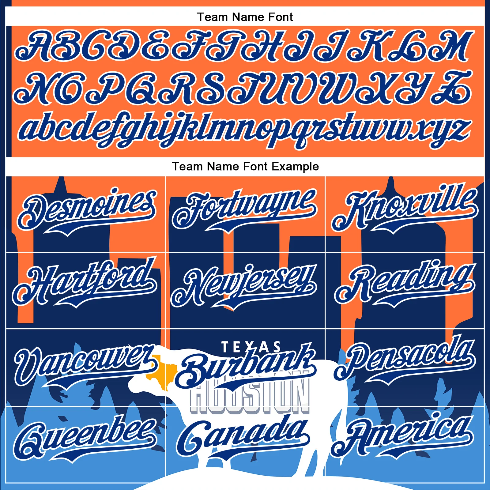 Custom Orange Royal-White Houston Texas Cityscape Landmark City Symbol Authentic Baseball Jersey - Image 4