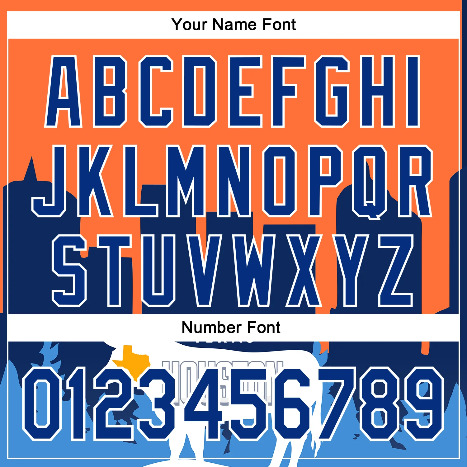 Custom Orange Royal-White Houston Texas Cityscape Landmark City Symbol Authentic Baseball Jersey - Image 5