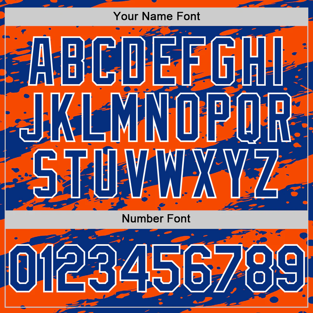 Custom Orange Royal-White Paint Splash Stripe Authentic Baseball Jersey - Image 5