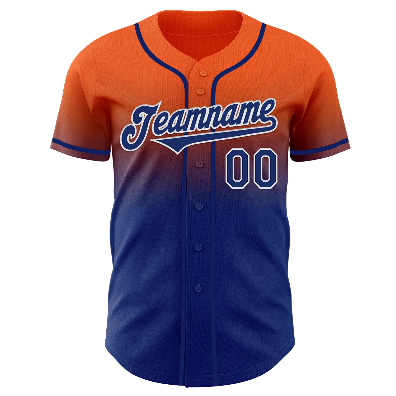 Custom Orange Royal-White Authentic Fade Fashion Baseball Jersey - Image 2