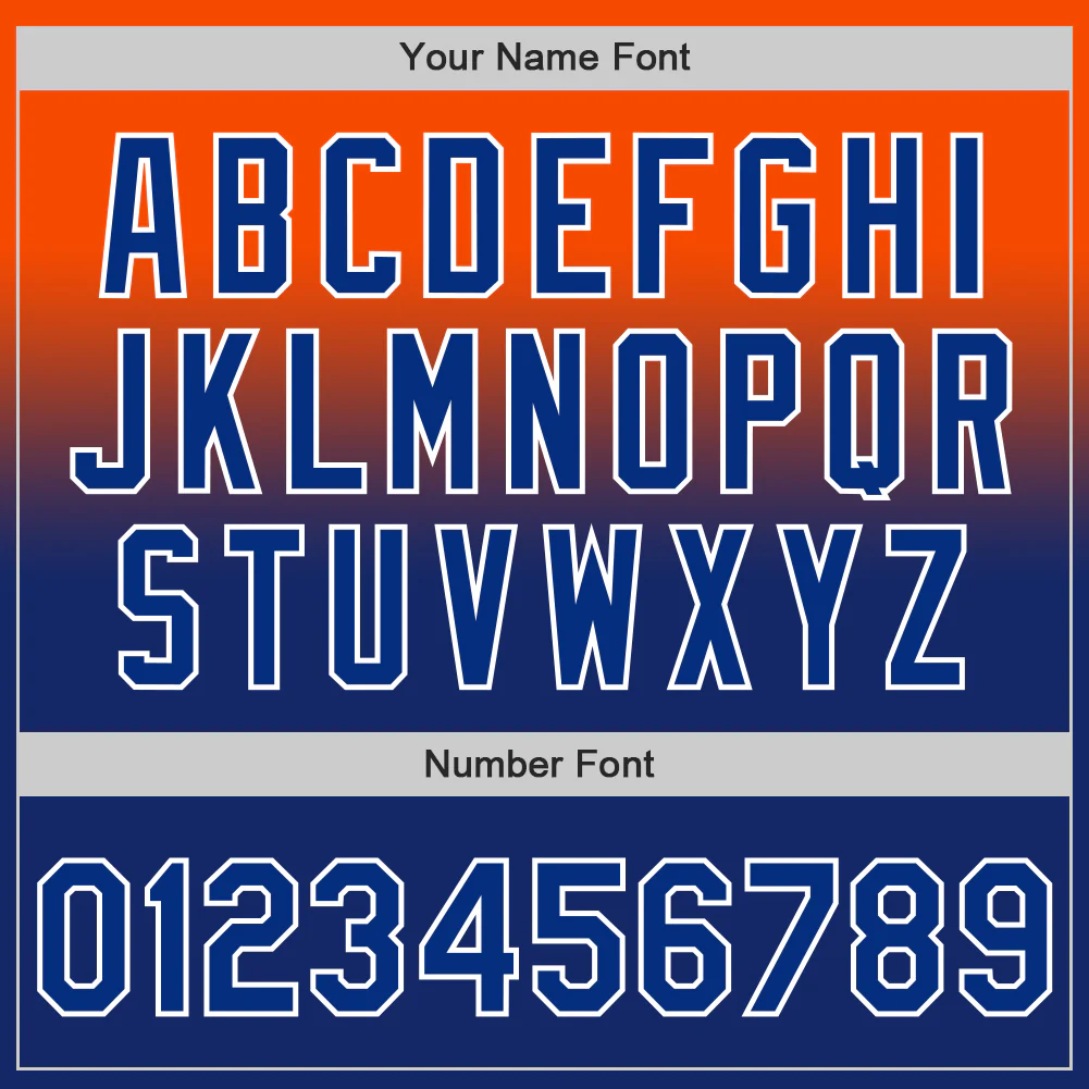 Custom Orange Royal-White Authentic Fade Fashion Baseball Jersey - Image 5