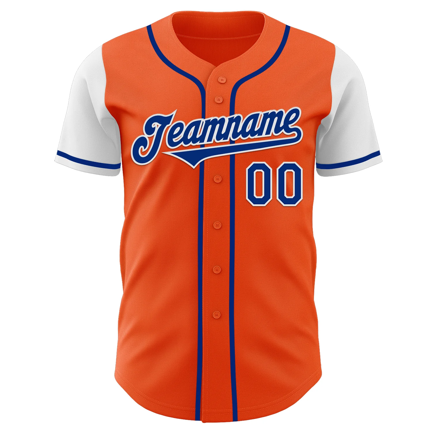 Custom Orange Royal-White Authentic Two Tone Baseball Jersey - Image 2