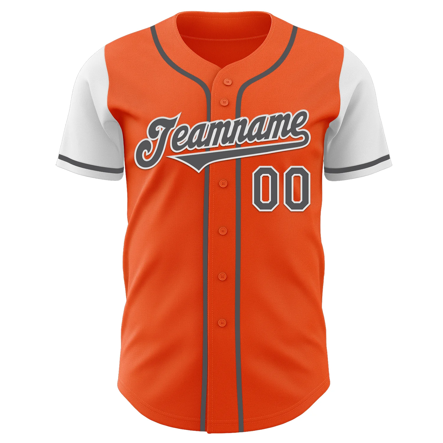 Custom Orange Steel Gray-White Authentic Two Tone Baseball Jersey - Image 2