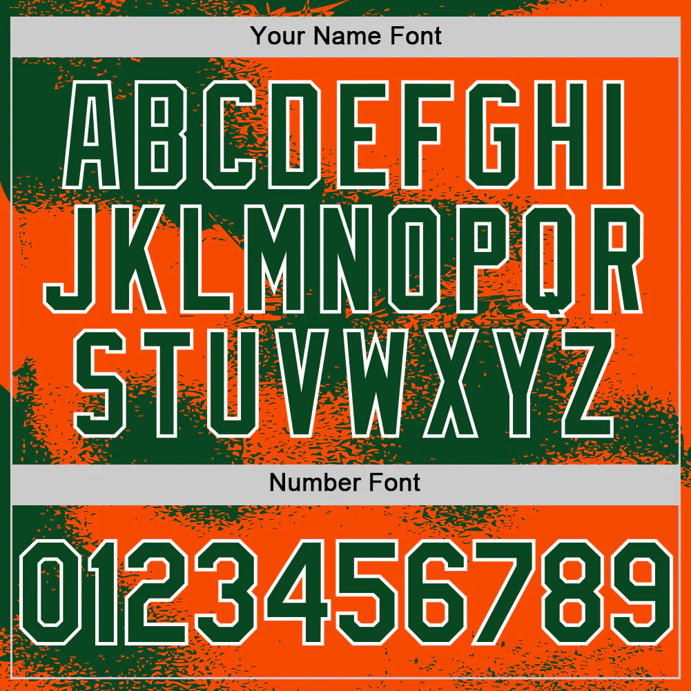 Custom Orange Green-White Abstract Color Blocks Fragment Pattern Bomber Full-Snap Varsity Letterman Hoodie Jacket - Image 6